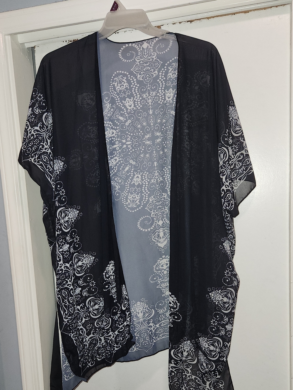 Black and White Sheer Kimono/Cover-Up